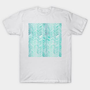 Watercolor Herringbone Pattern - Mint Green T-Shirt